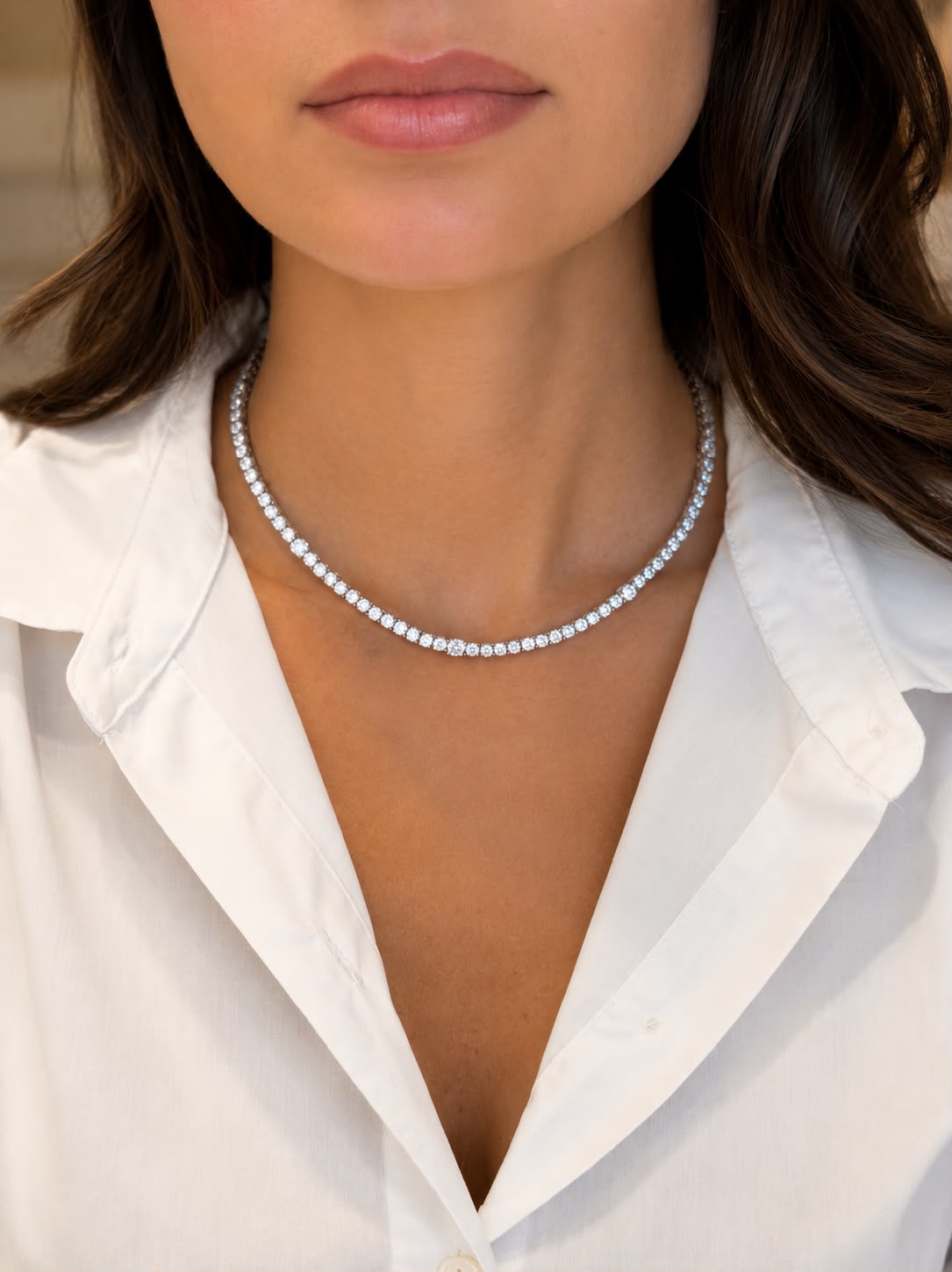 Lab Grown Diamond Harmony Round-Cut Tennis Necklace