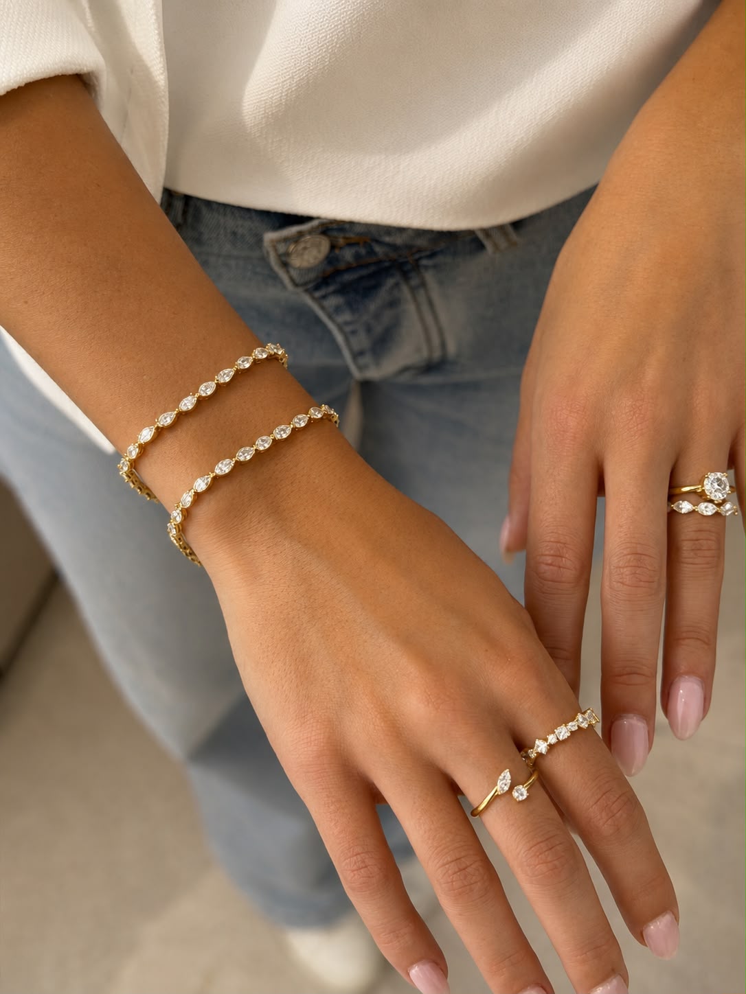 Lab Grown Diamond Bezel Oval Stones Tennis Bracelet