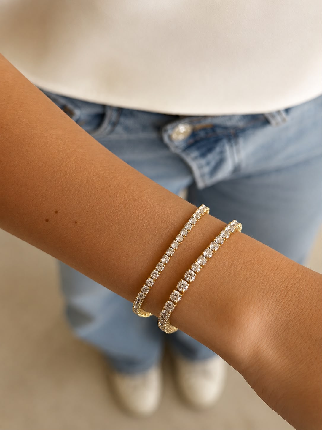 Lab Grown Diamond 3.5mm Round-Cut Tennis Bracelet