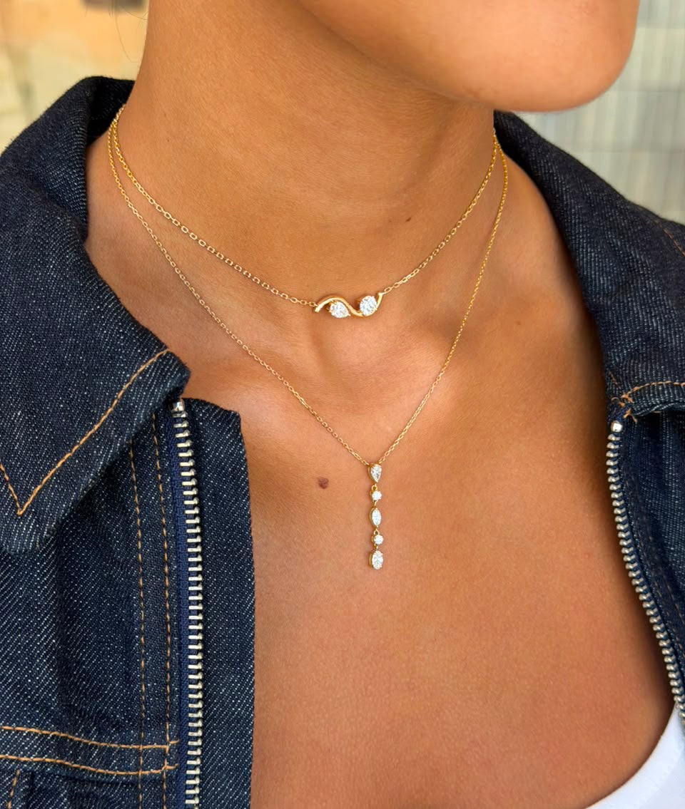 Lab Grown Diamonds on a Wave Necklace