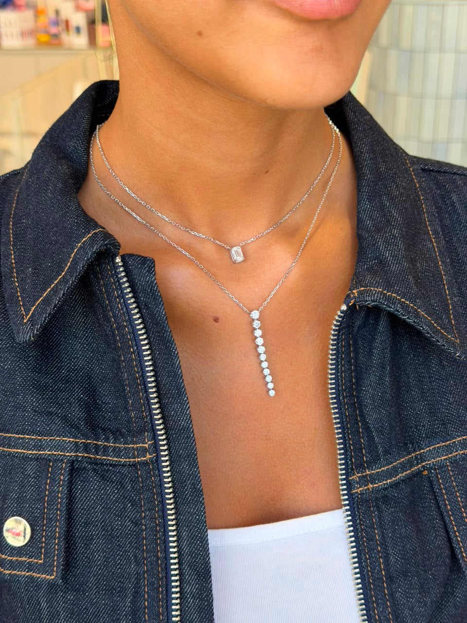 Emerald Single Lab Grown Stone Necklace