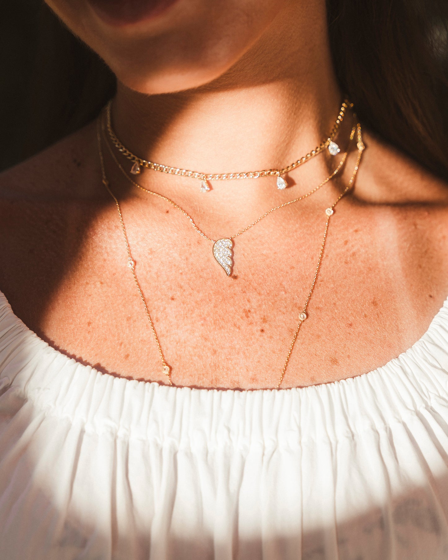 Pear Stone Drop Bold Chain Necklace