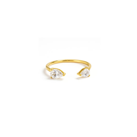 Double Pear Stone Open Ring