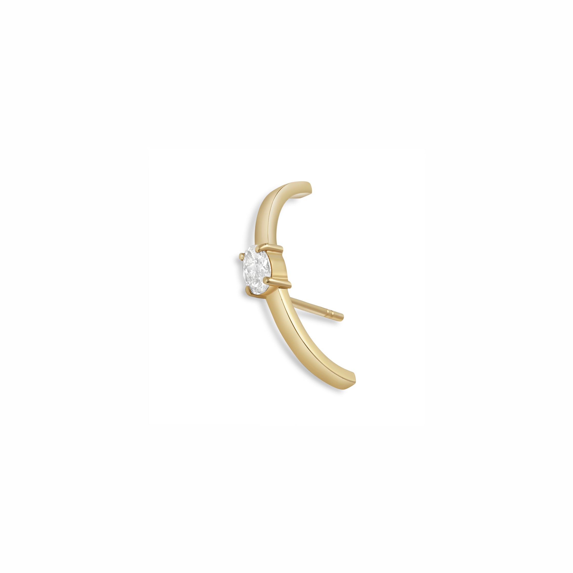 Lab Grown Oval-Cut Ear Lobe Cuff