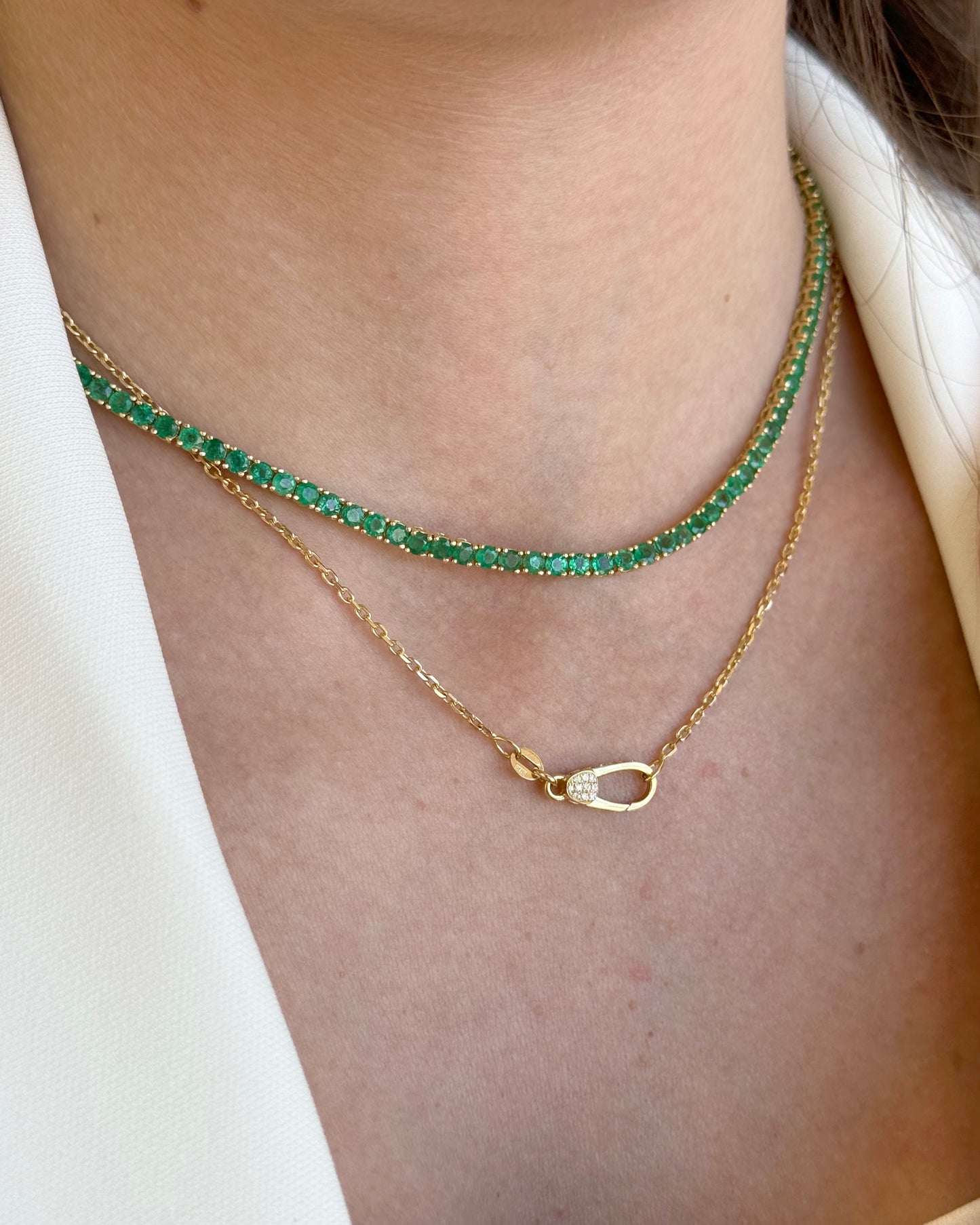 Diamond Emerald Tennis Necklace