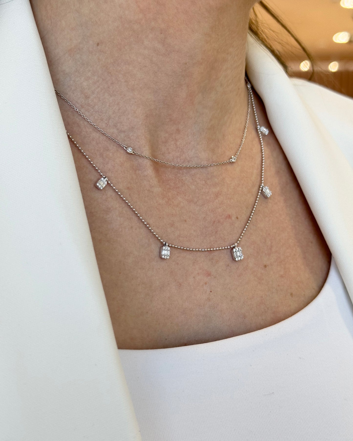 Diamond Five Square Drops Necklace