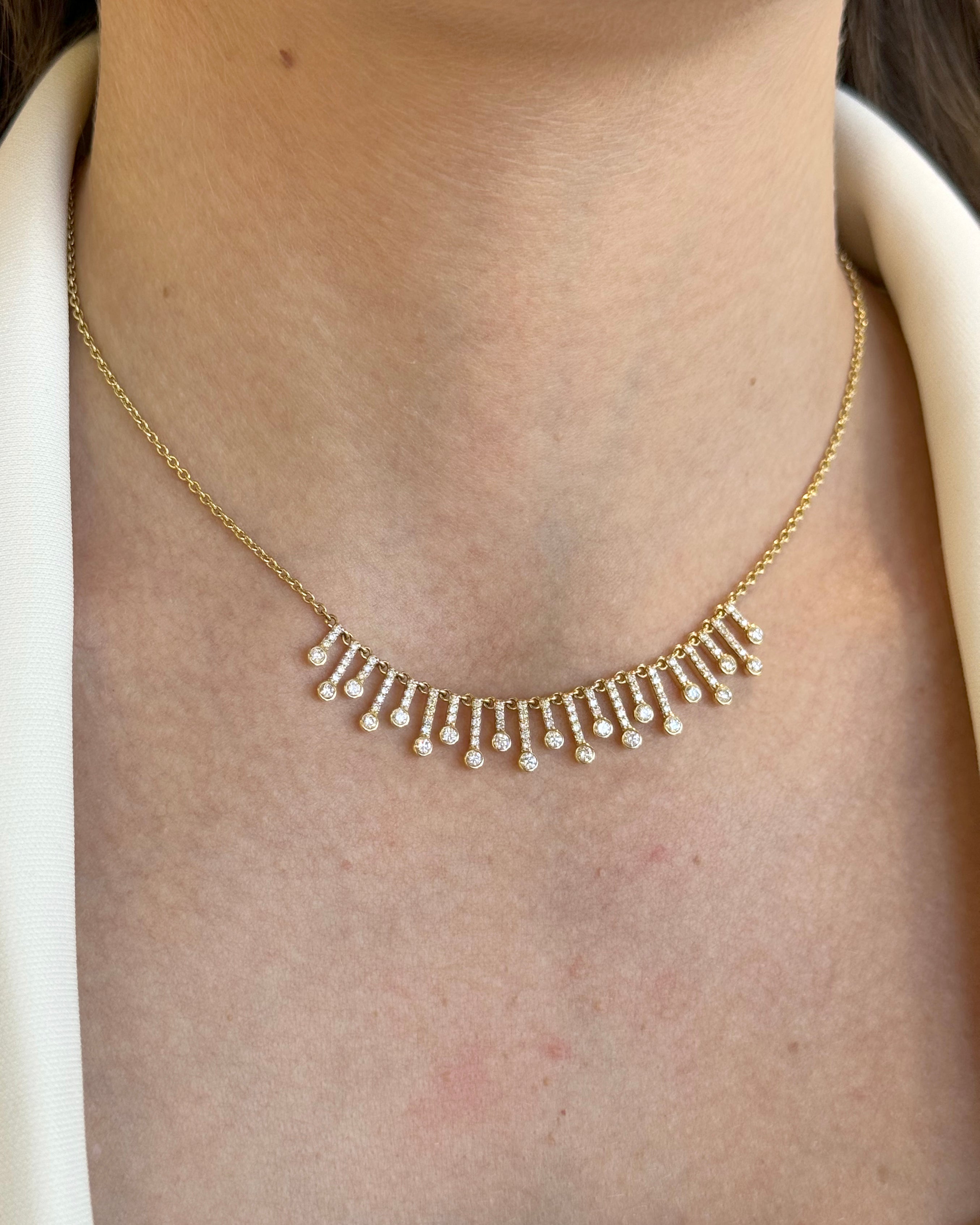 Diamond Round Encrusted Drops Necklace