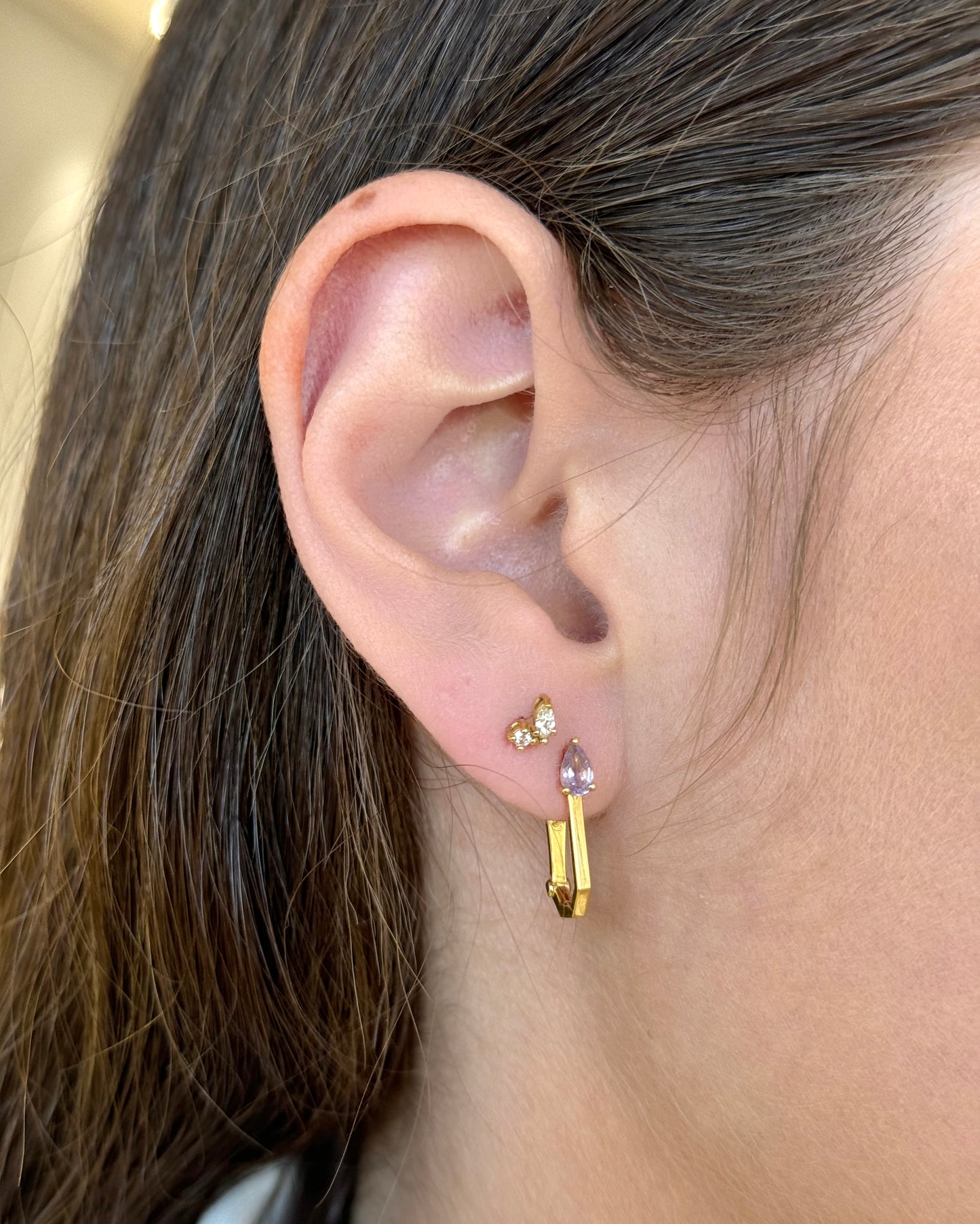 Diamond Two Stones Stud