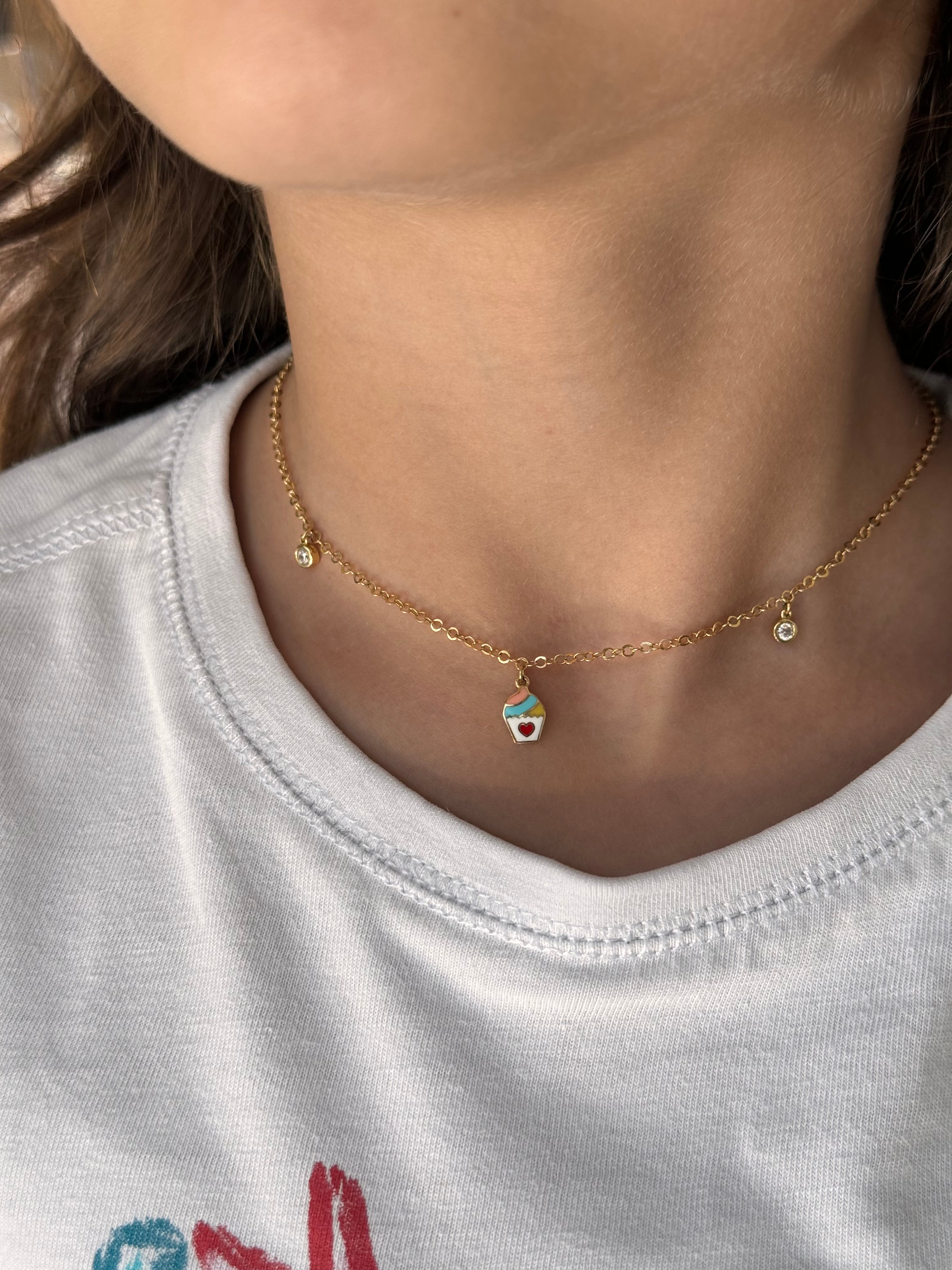 Kids Shape with Two Drop Stones Necklace