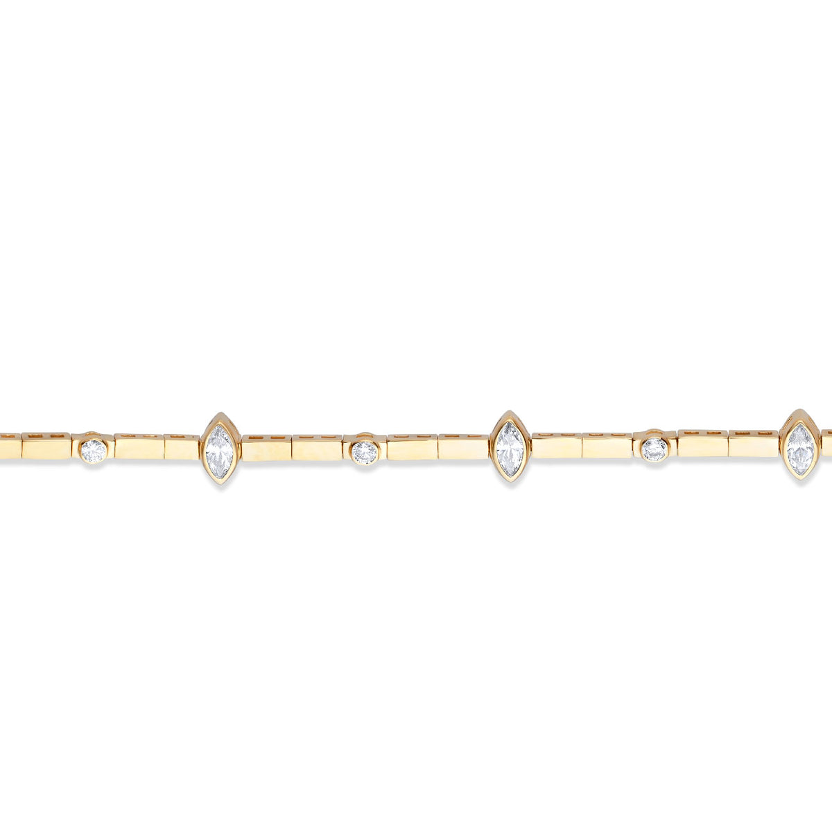 Long Squares & Marquise Stones Chain Bracelet