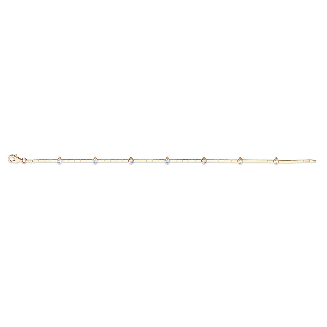 Long Square & Pear Stones Chain Bracelet