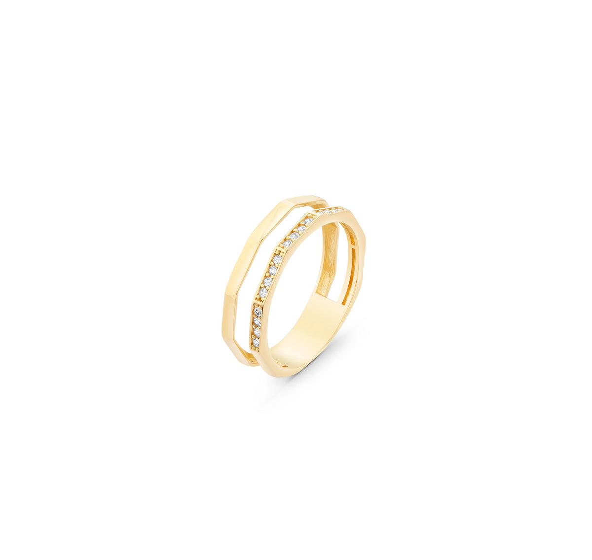 Hexagon Double Line Ring