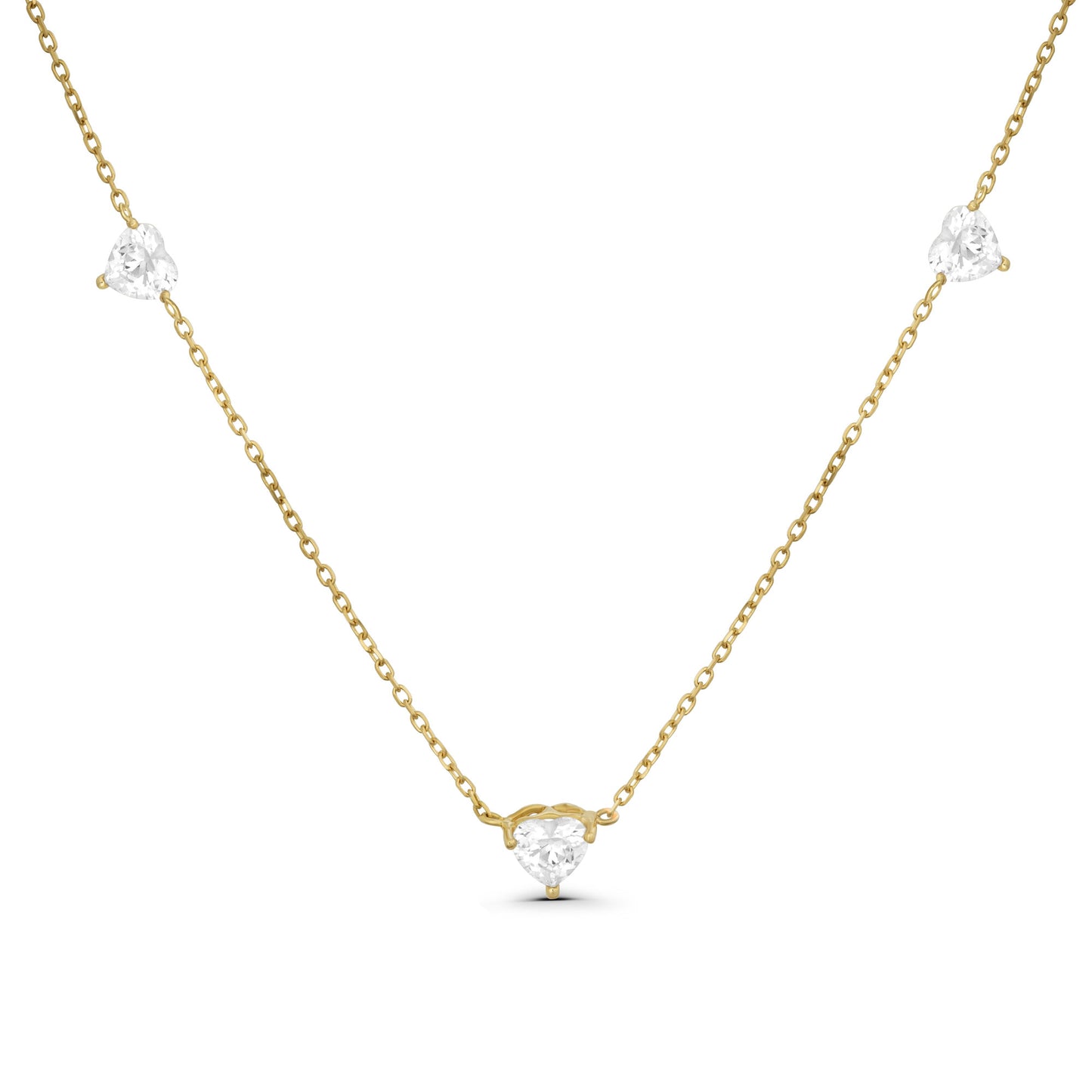 Triple Heart Stones Necklace