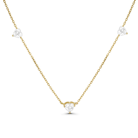Triple Heart Stones Necklace