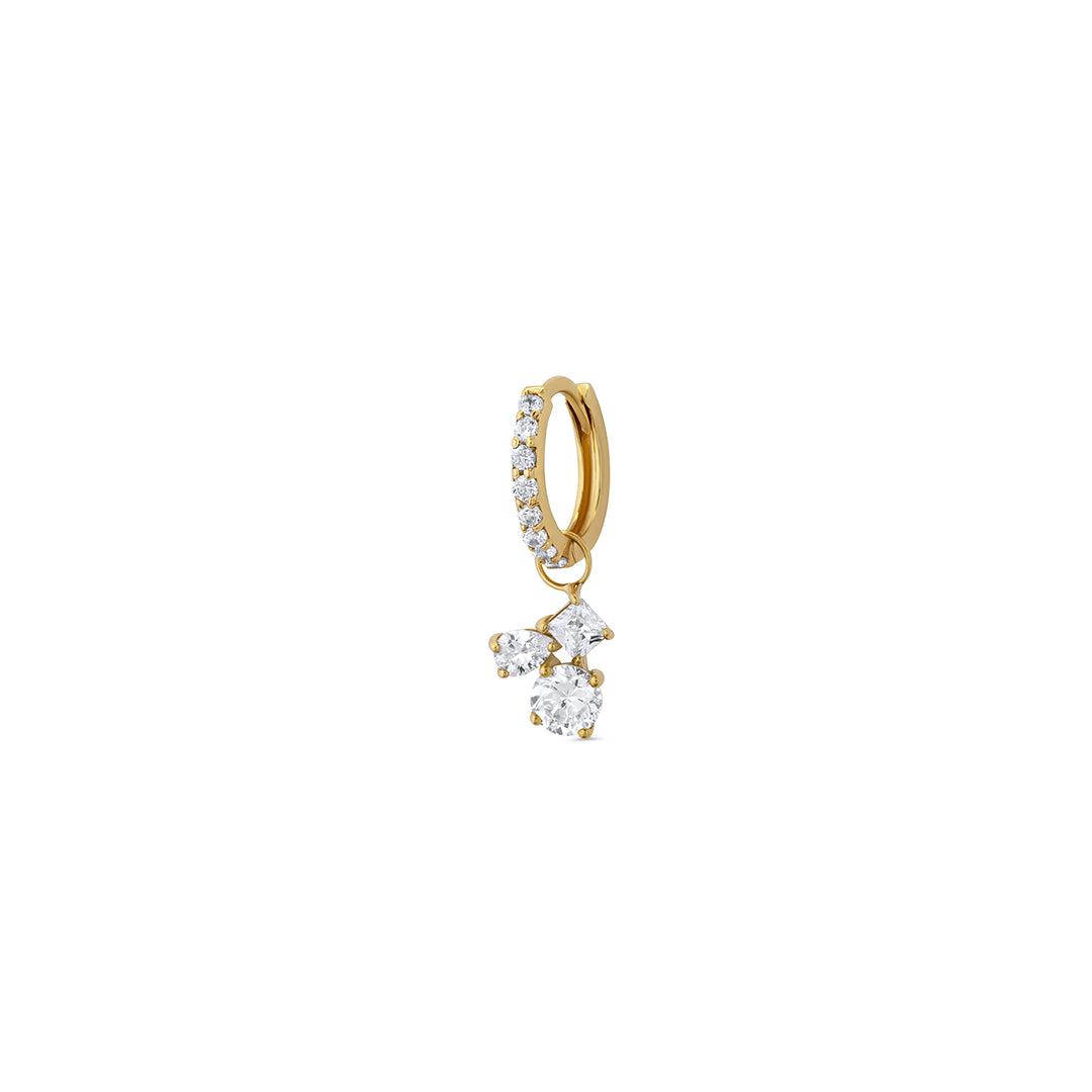Mixed Triple Stones Huggie Hoop
