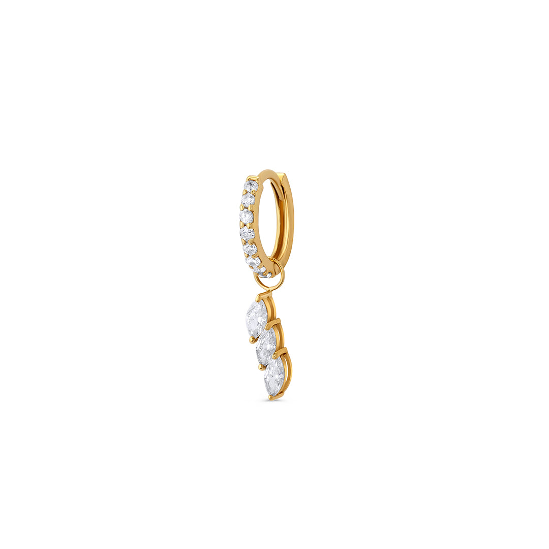Triple Marquise Line Huggie Hoop