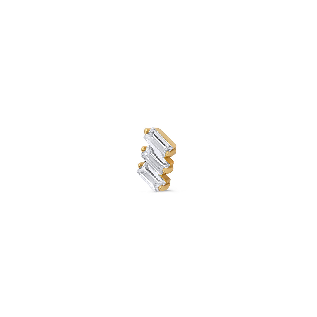 Triple Baguette Line Stud