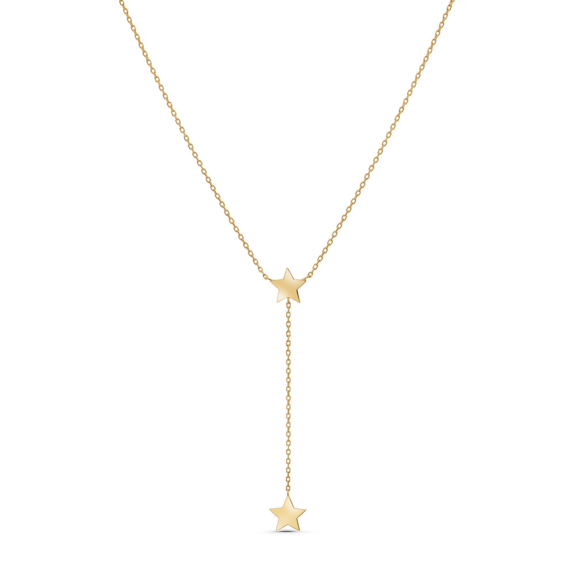 Double Star-Drop Lariat Necklace
