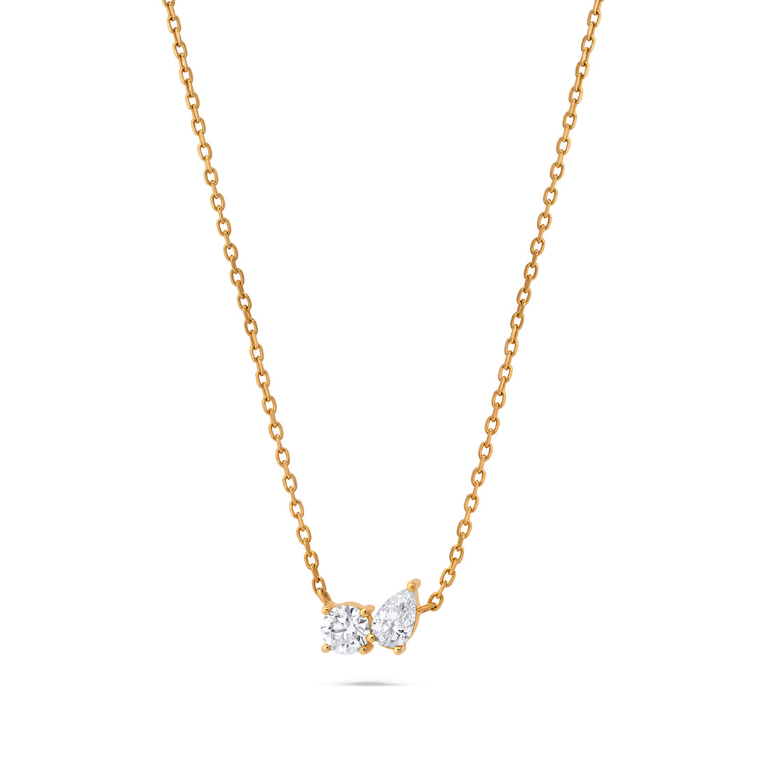 Diamond Round and Pear Stones Necklace