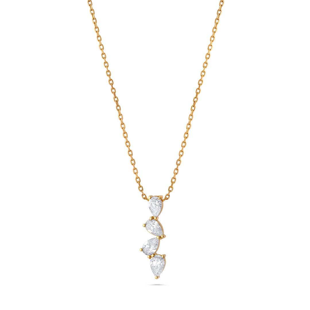 Four Pear Diamond Stones Necklace