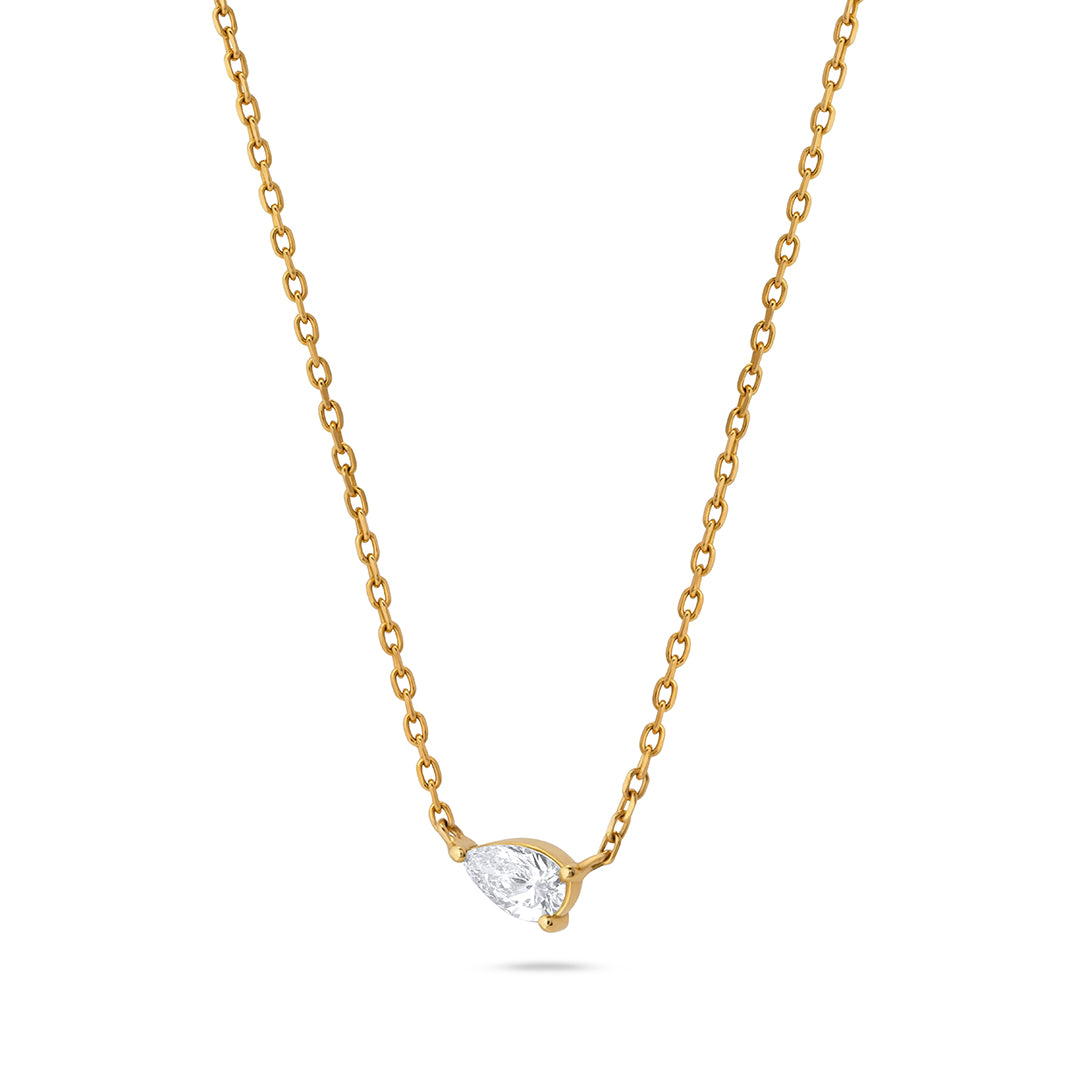 Sideway Pear Diamond Stone Necklace