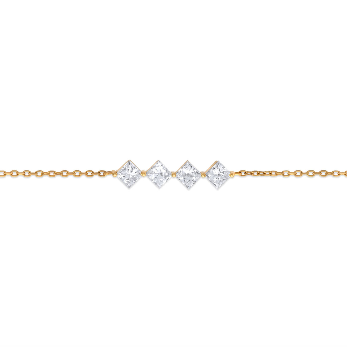 Four Square Diamond Stones Bracelet