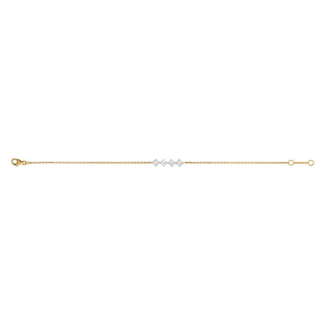 Four Square Diamond Stones Bracelet