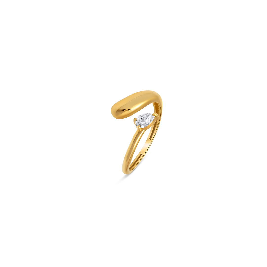 Open Gold Pear Diamond Ring