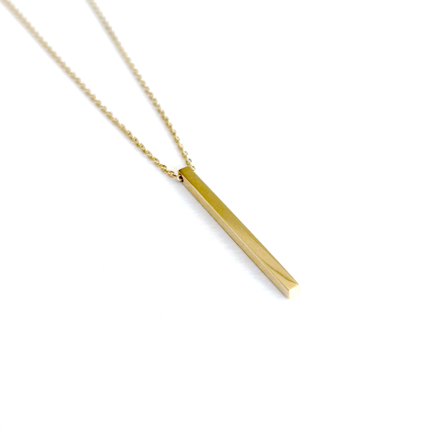 Thin Engraved 3D Bar Necklace