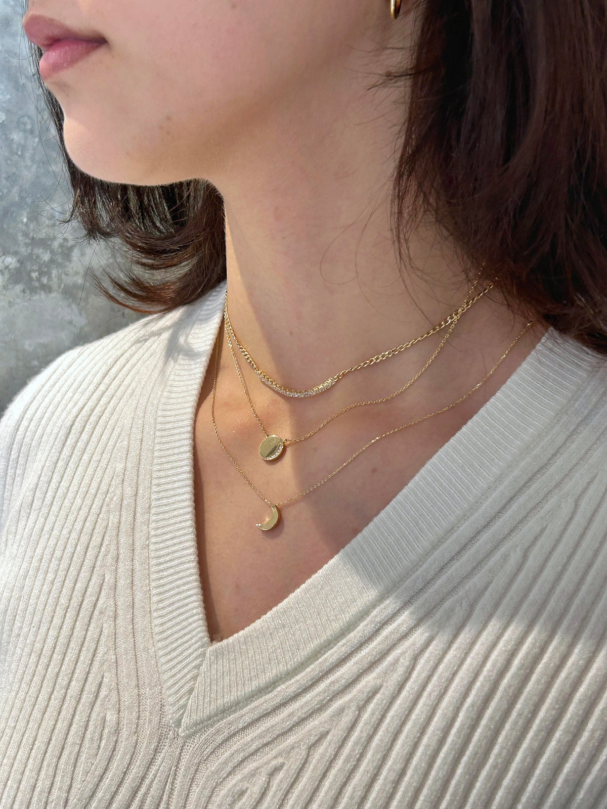 Encrusted Crescent Necklace | 18-karat gold and high quality of cubic zirconia stones. Encrusted Crescent Necklace | 18-karat gold and high quality of cubic zirconia stones.