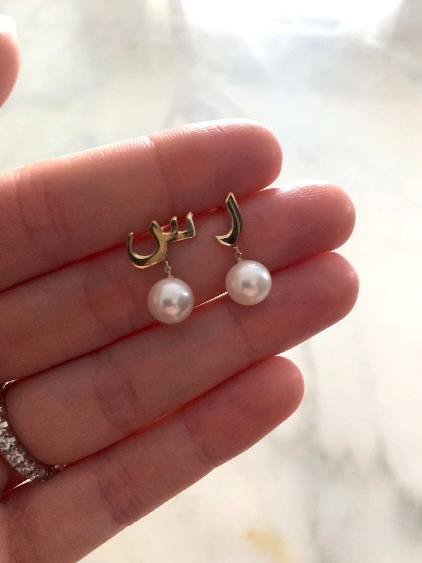 letter & dangling birthstone earrings