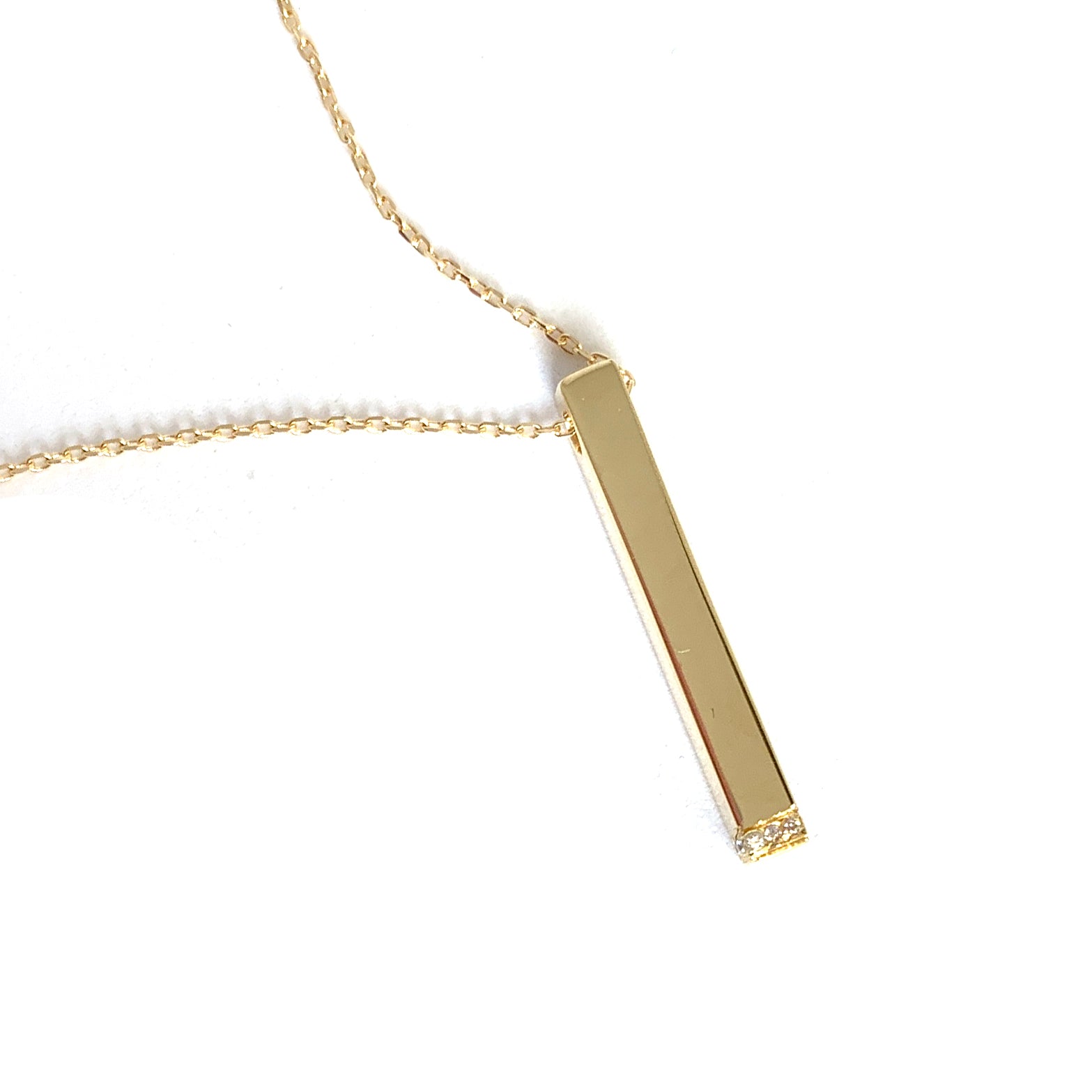 engraved 3d bar necklace