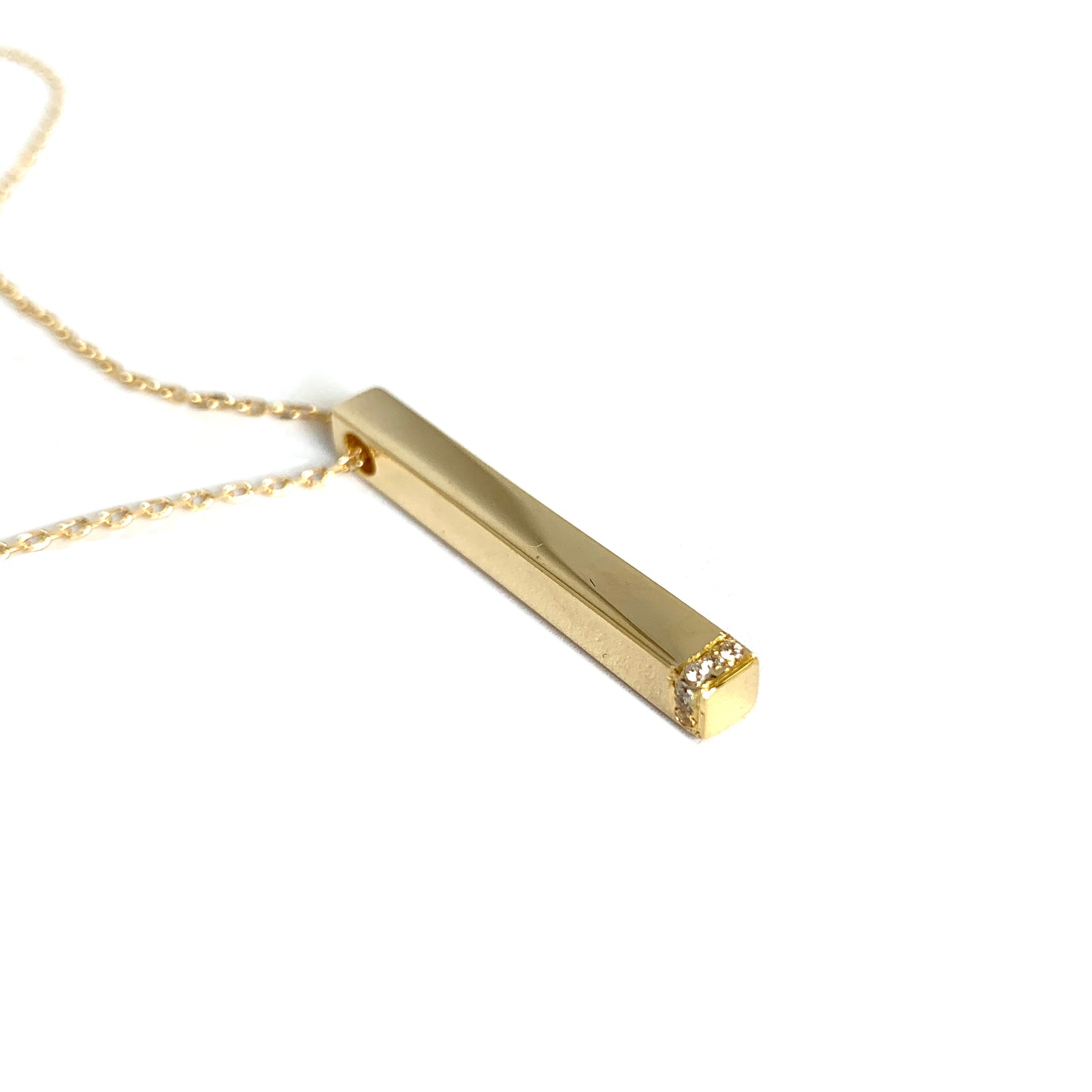 engraved 3d bar necklace