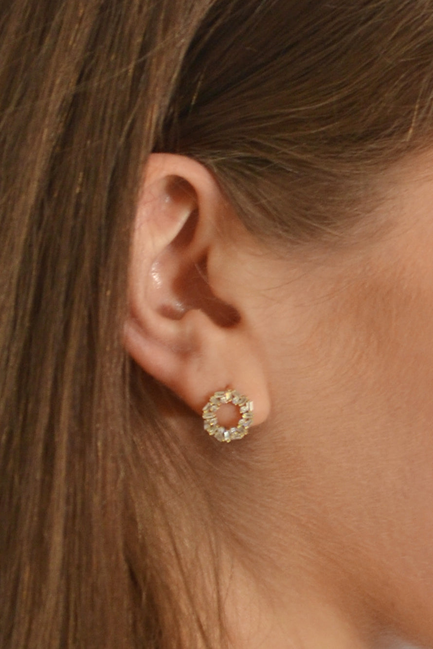 baguette circle earrings