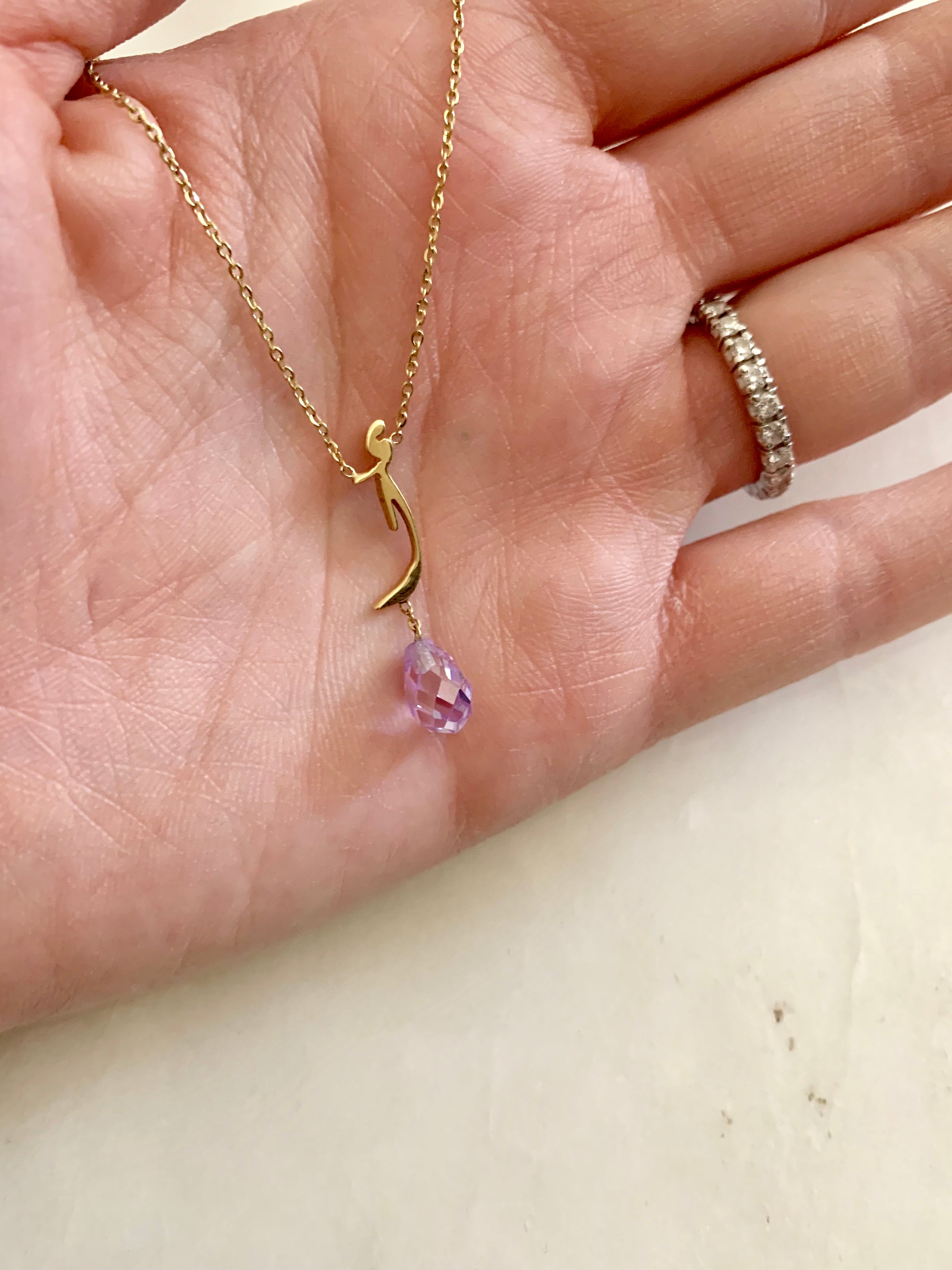 Letter & Dangling Birthstone Necklace