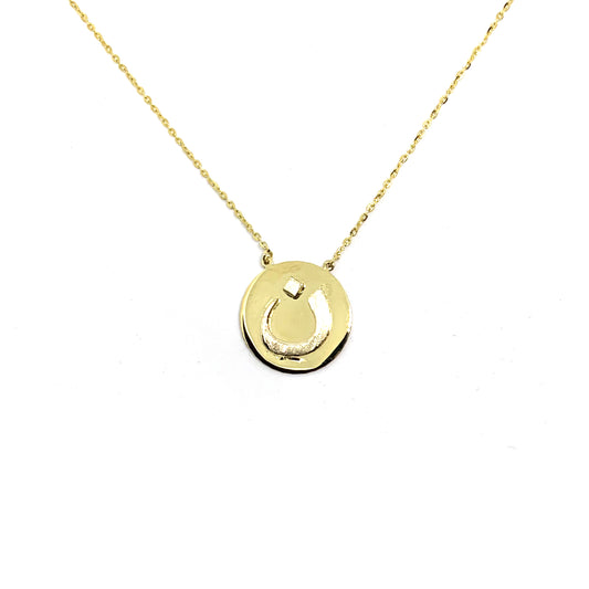 two-tone letter coin necklace
