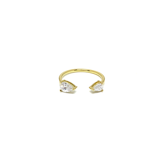 double pear stone open ring