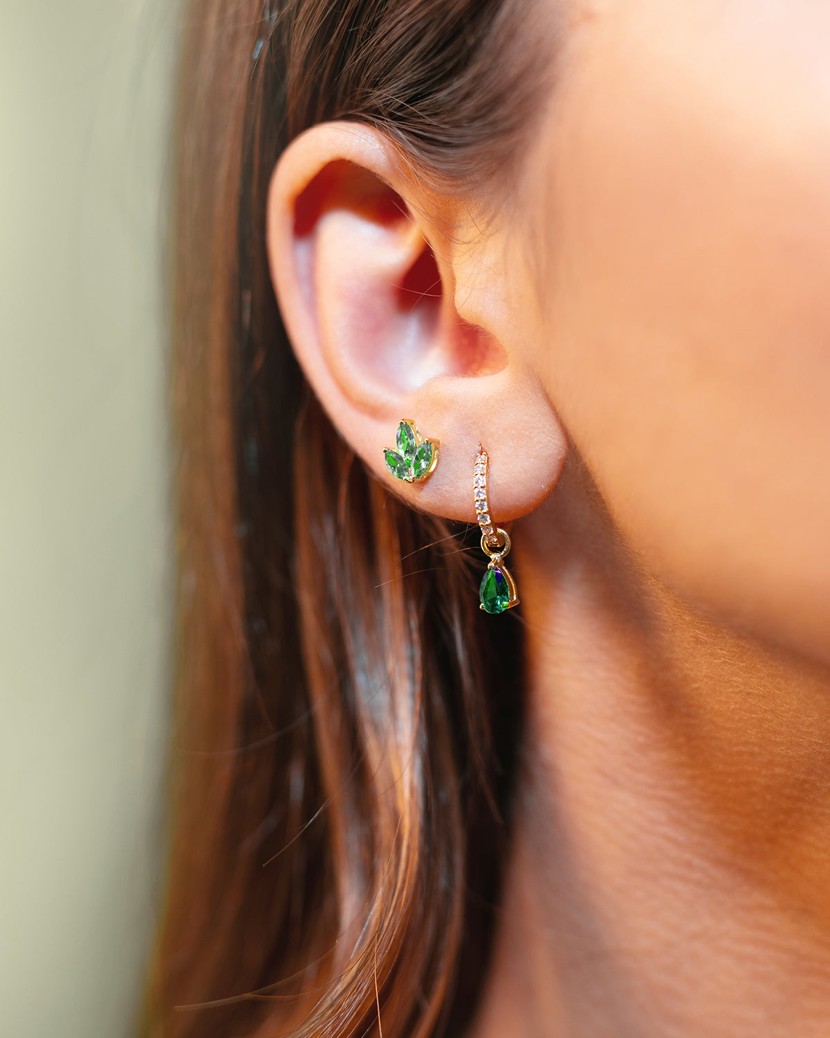 pear drop huggie hoops