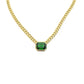 emerald stone curb chain necklace