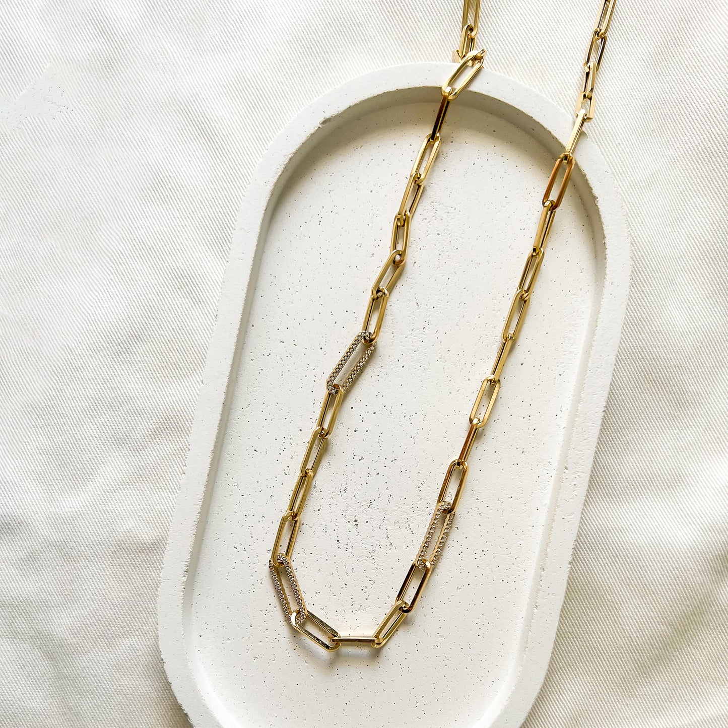 encrusted paperclip chain necklace