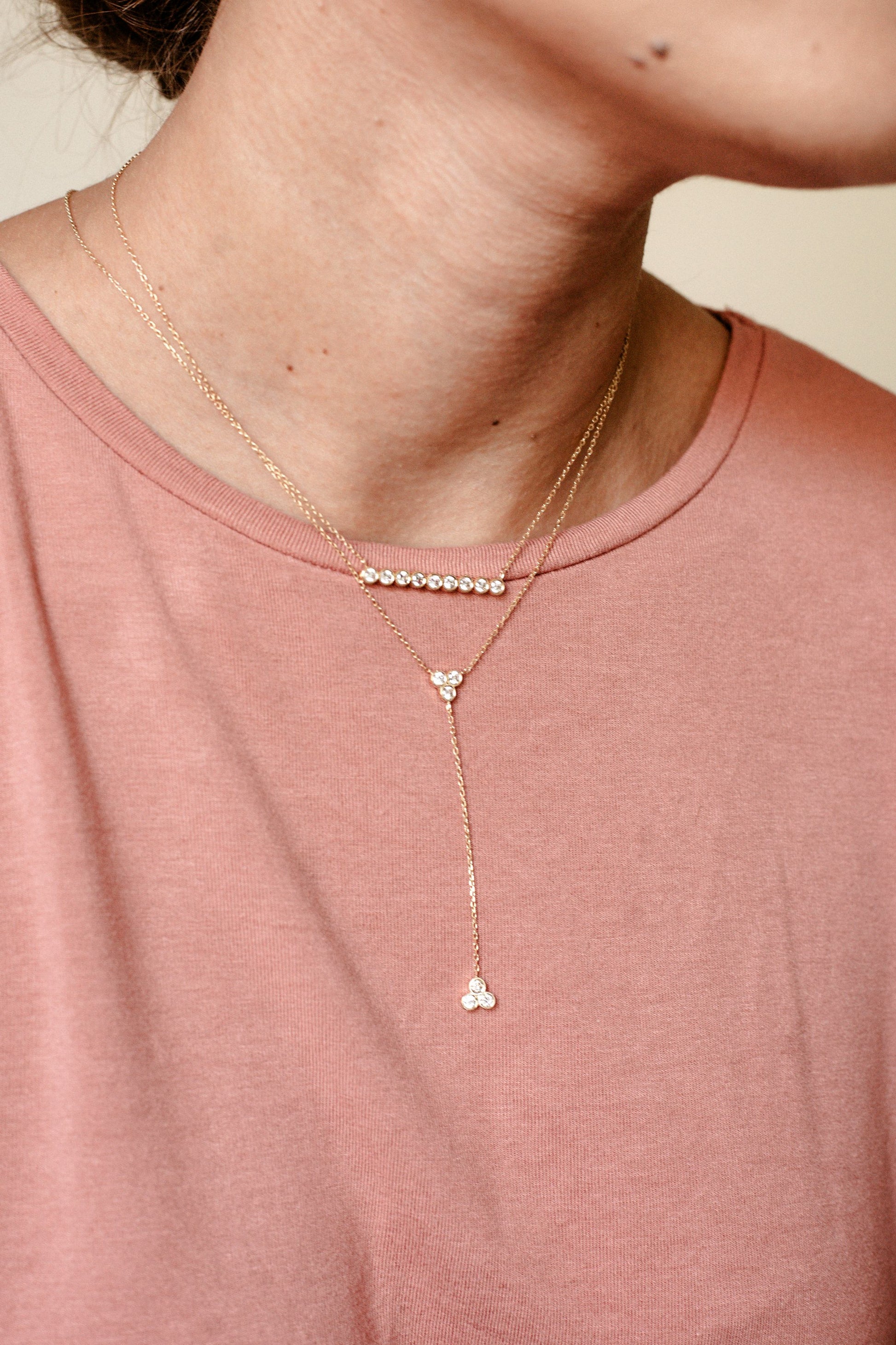 bezel horizontal line necklace