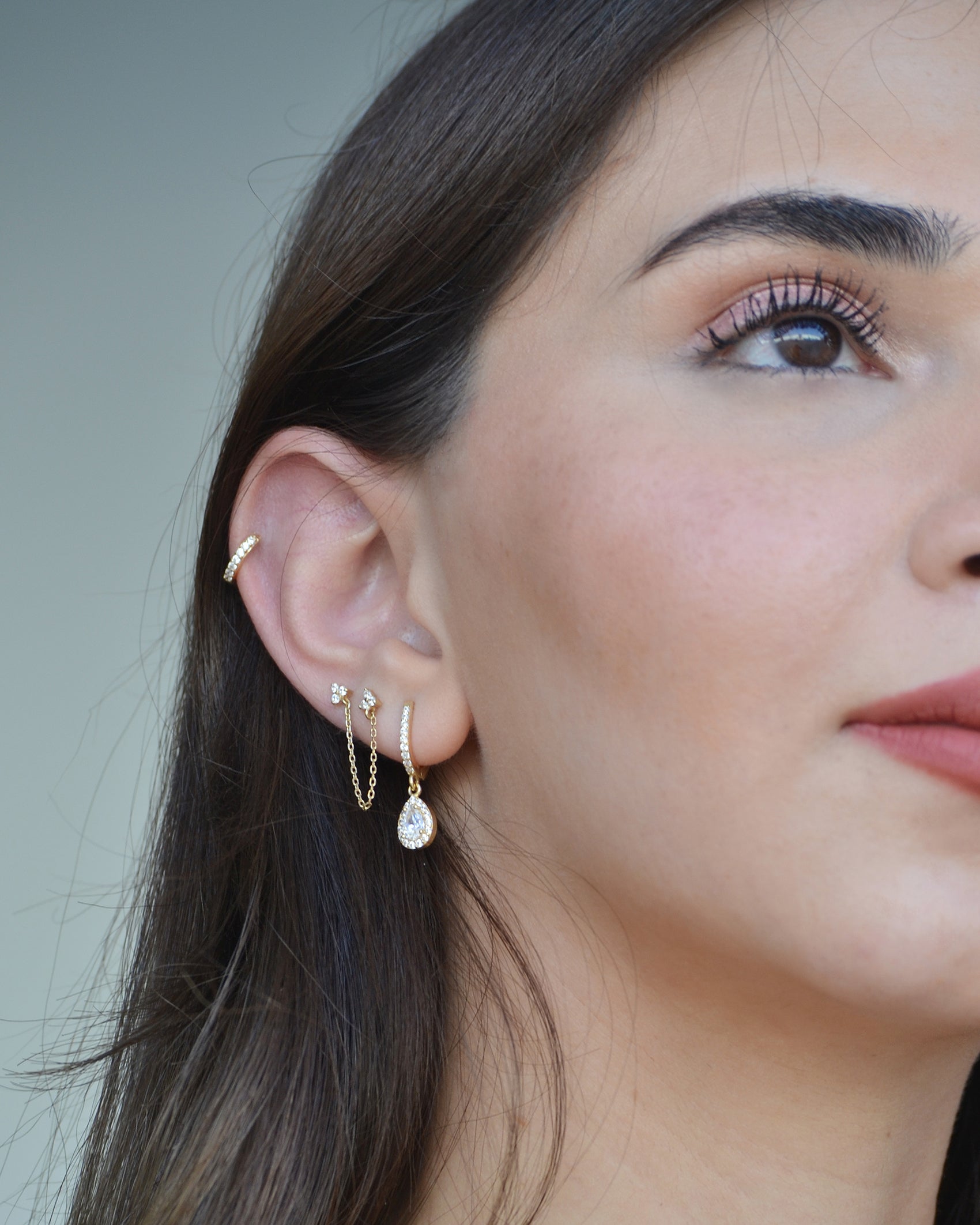 mini trio linked studs