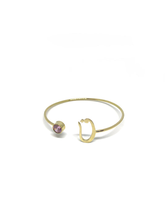 letter & birthstone bangle