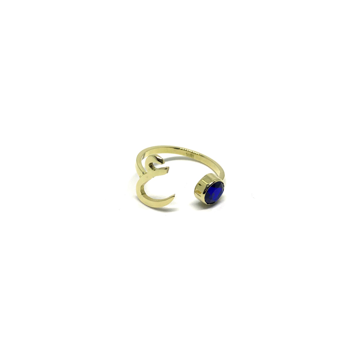 letter & 5mm birthstone open ring