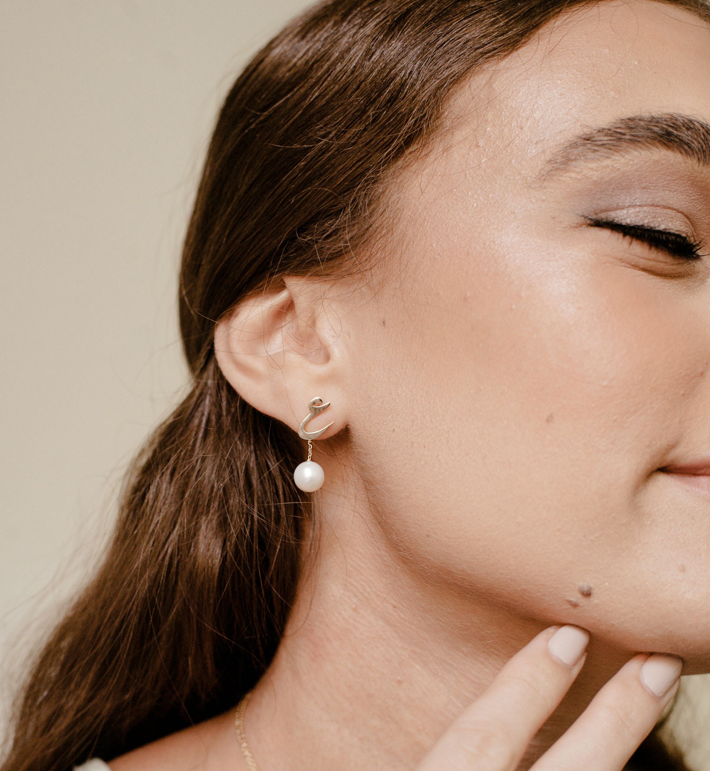 letter & dangling birthstone earrings