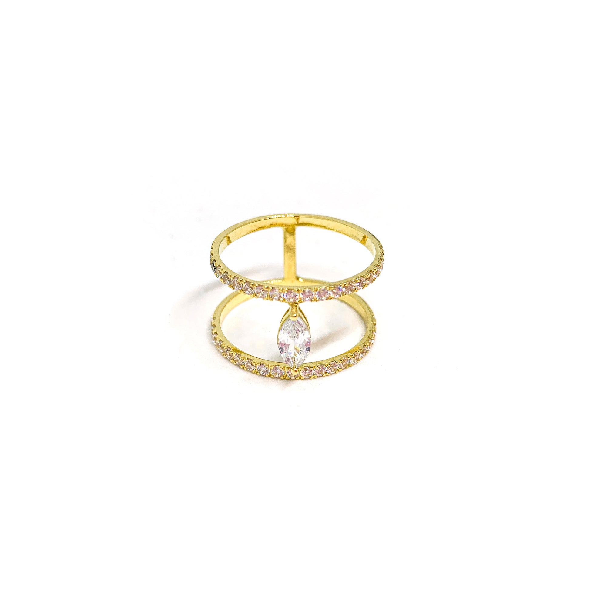 marquise double line ring