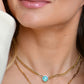 opal stone curb chain necklace