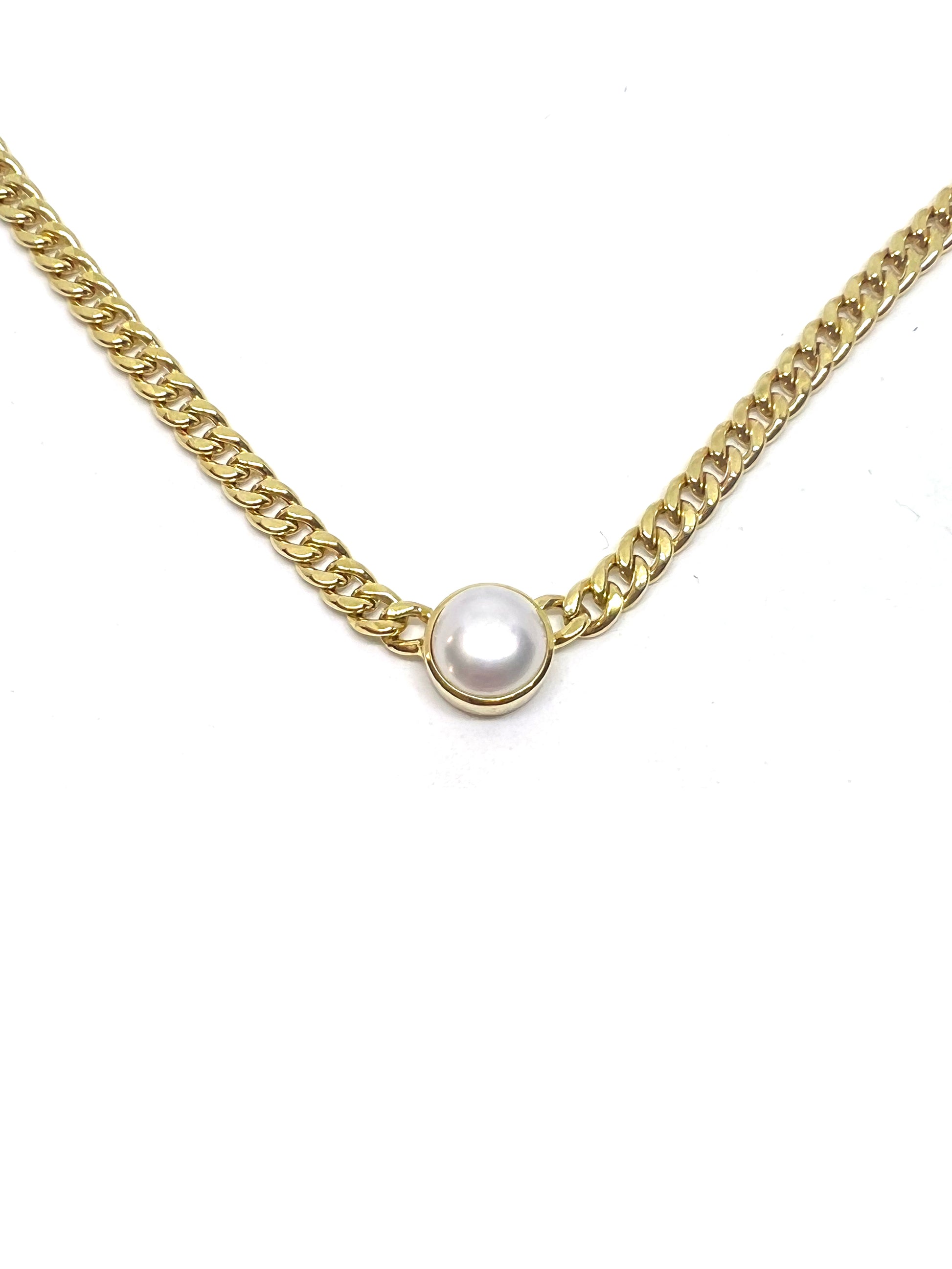 Pearl Curb Chain Necklace Pearl Curb Chain Necklace