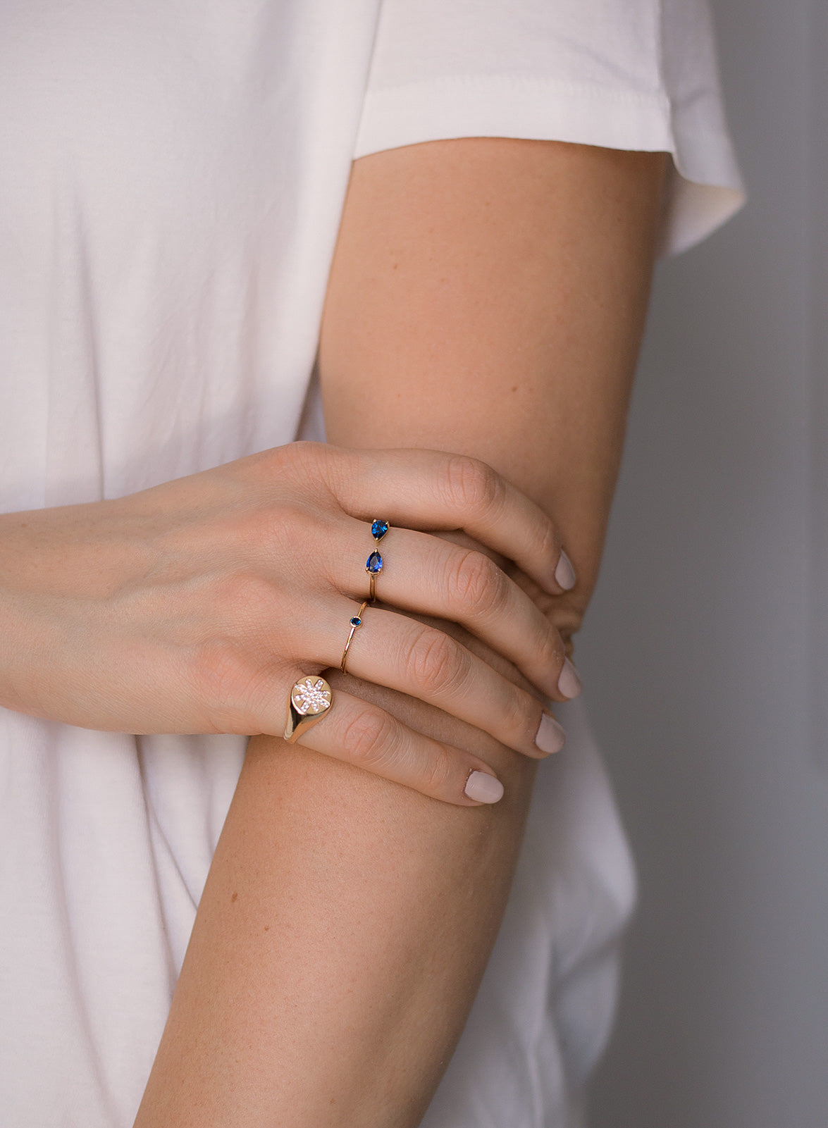double pear stone open ring