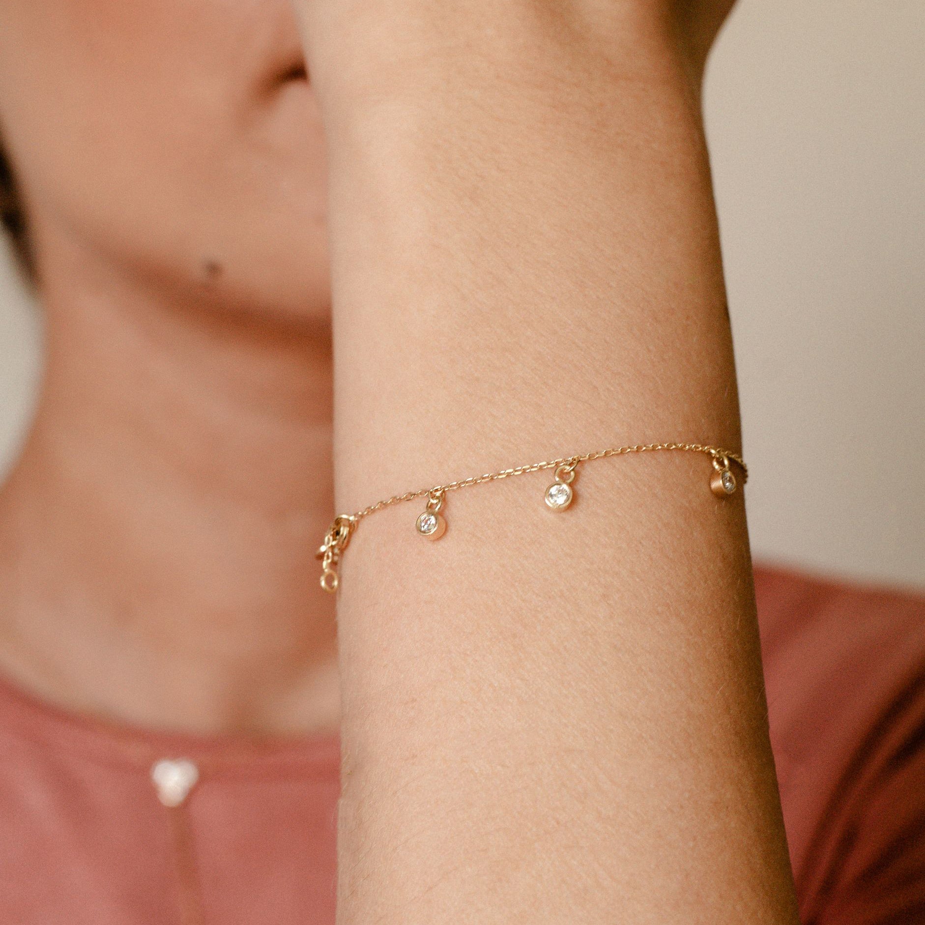 stone drop chain bracelet